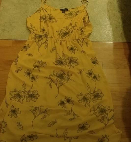Forever 21 3X Yellow & Black Floral Design Dress - Picture 4 of 10